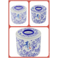 Синий и белый фарфор Пластиковые круглые тканевые коробки / держатель для бумаги (FF-5005)